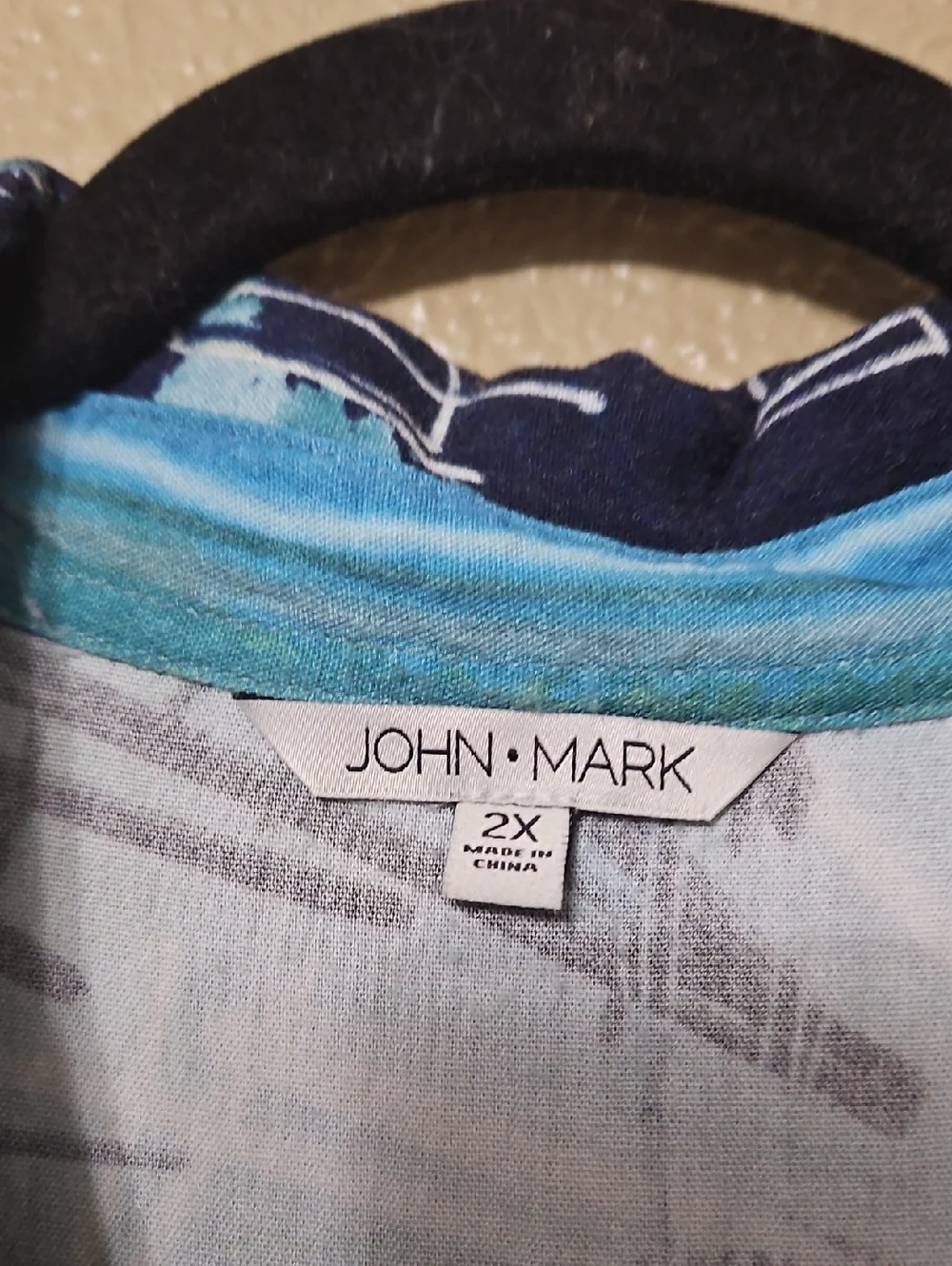 John Mark 2X Abstract Blue Button-Up Art Print Shirt Tunic Artsy - Picture 6 of 16